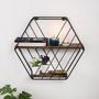 Hanah Home Liliales Estante Flotante Negro y Nogal Oscuro